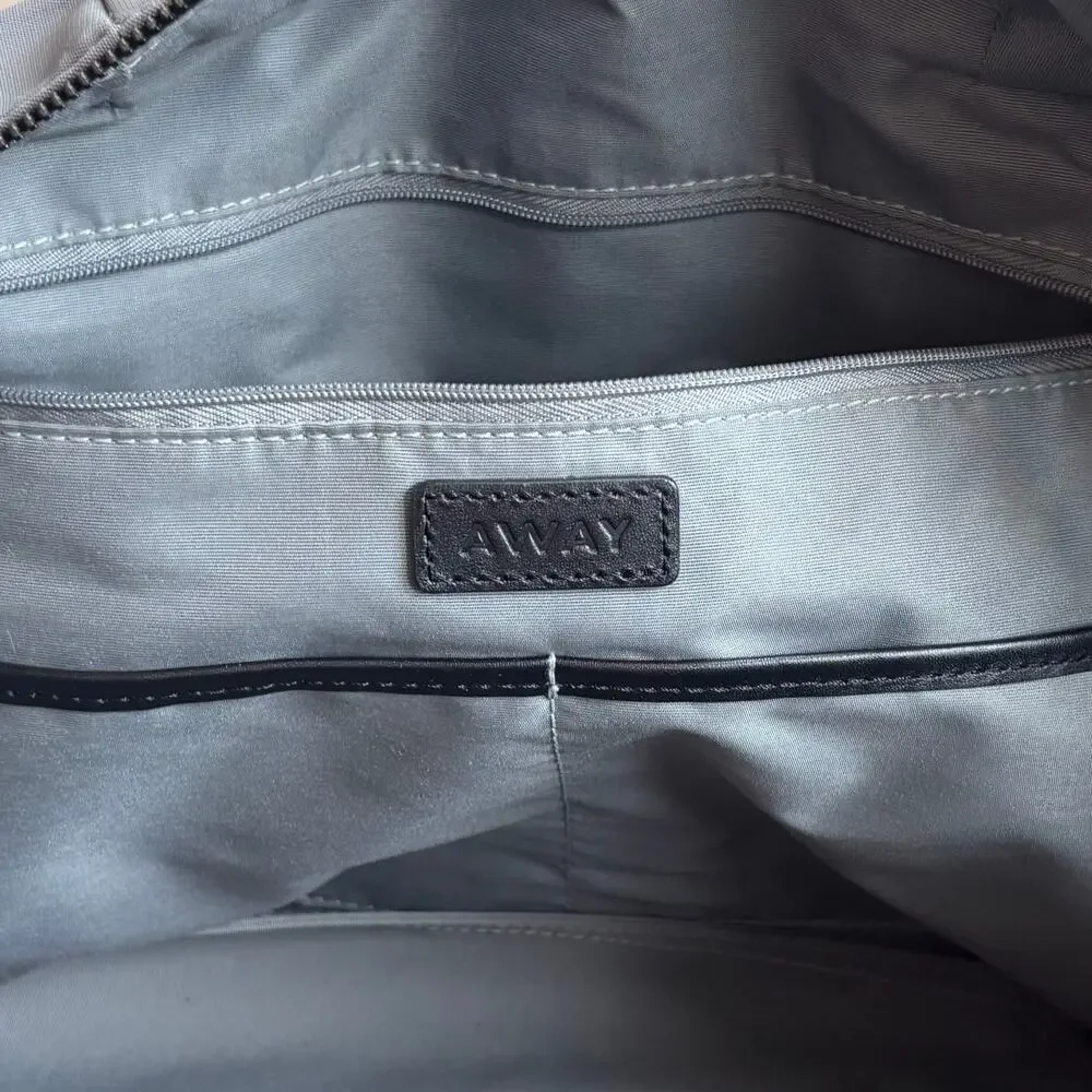 Away Everywhere Weekender Duffle Bag Luggage Gray Nylon Black Leather